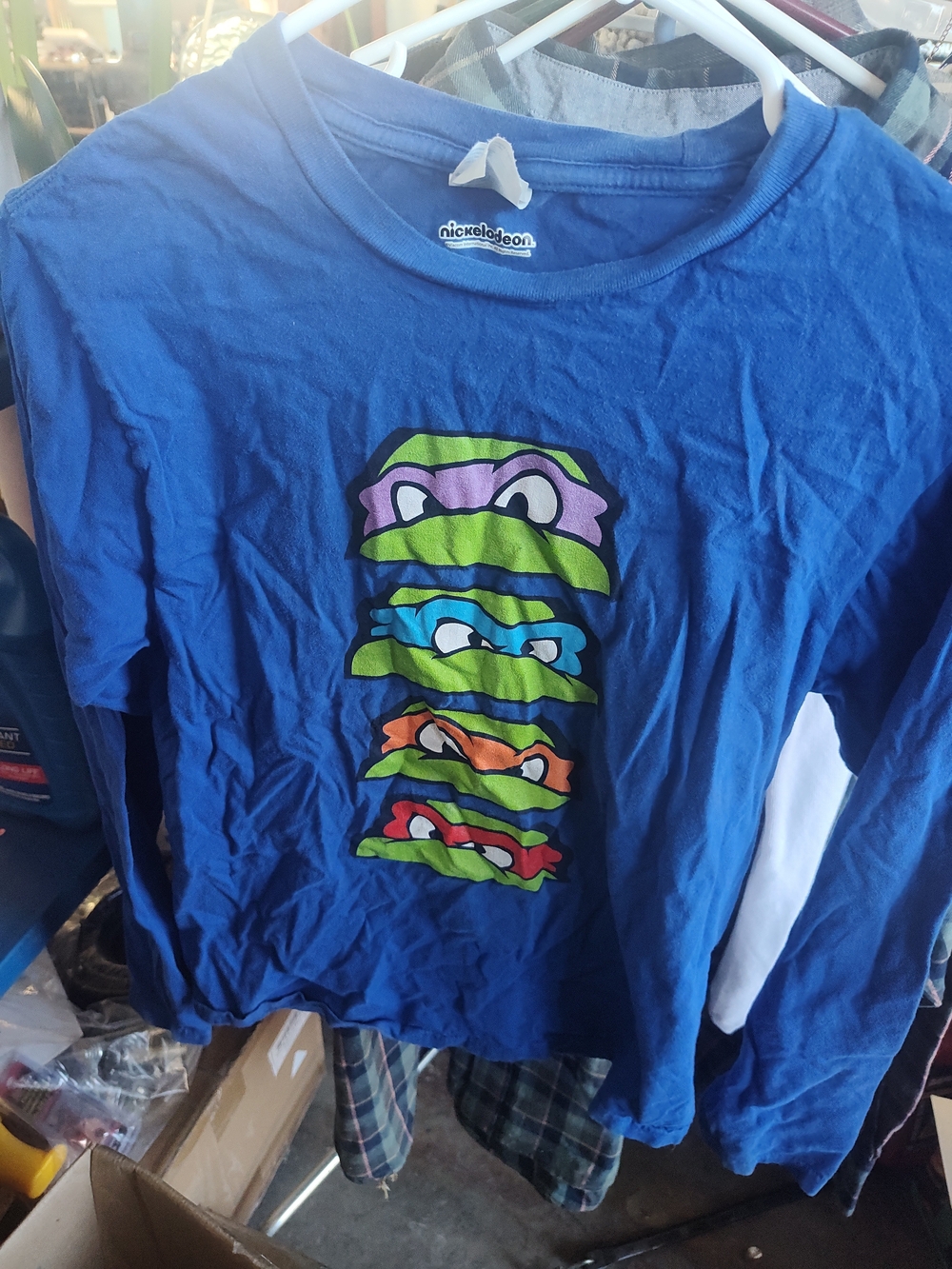 Nickelodeon Royal Blue Kids' Ninja Turtles Stacked Mask Long Sleeve Tee